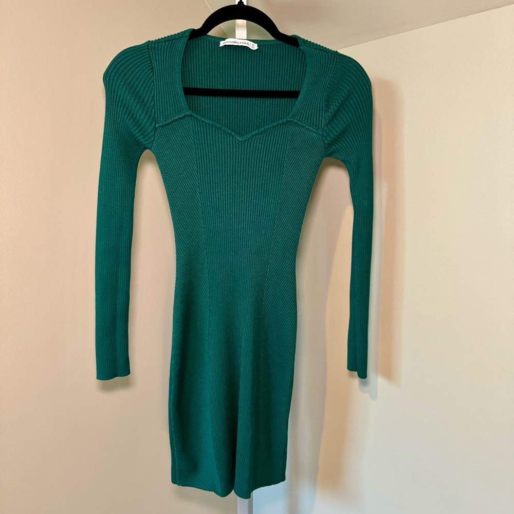 Abercrombie & Fitch Teal Ribbed Midi Dress